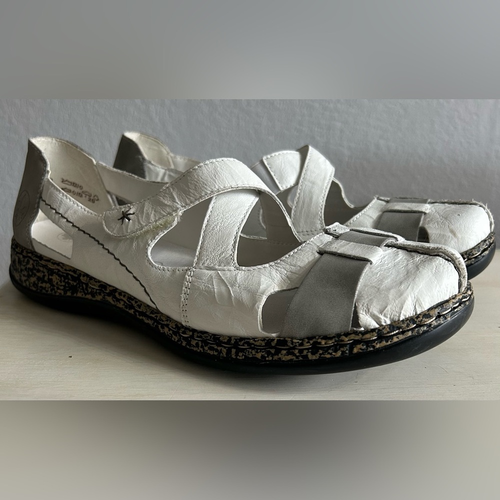 Rieker 85011 White Leather Mary Jane Comfort Walking Shoes EU 42 US Women’s 11 - Picture 3 of 9